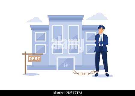 A real estate agent holding the document for the for sale house. Vector flat design illustration. Stock Vector