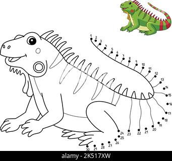 Coloring book or page for kids. iguana black and white vector ...