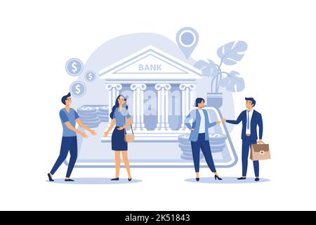 manage finances save for future investment with mobile banking saving online flat vector illustration Stock Vector