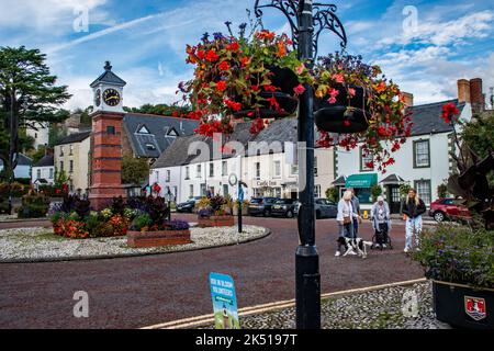 Usk in Bloom, Twyn Square, Usk, Monmouthshire, NP15. UK Stock Photo