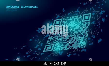QR code verification online technology. 3D web link identification coding system. Mobile internet button symbol business identity vector illustration Stock Vector