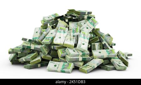 Big pile of Colombian peso notes a lot of money over white background. 3d rendering of bundles of cash Stock Photo