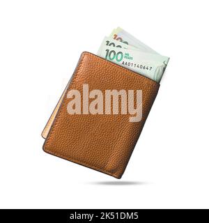 3D rendering of Colombian peso notes in wallet Stock Photo