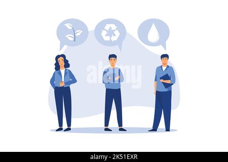 ESG, Environmental, Social and Corporate Governance, company responsibility to care world environment and people concept, People with environmental co Stock Vector