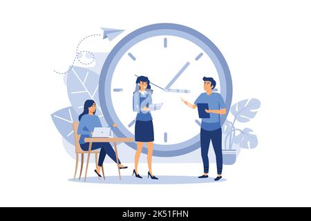 The concept of time management.Concept of saving time and scheduling tasks flat vector illustration Stock Vector