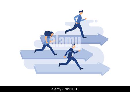 Robot competition human worker and win. Concept business vector, Future automation, Artificial intelligence, Robot vs Human, Flat cartoon character st Stock Vector