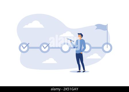 Project tracking, task completion or checklist to remind project progress concept, businessman project manager holding big pencil to check completed t Stock Vector