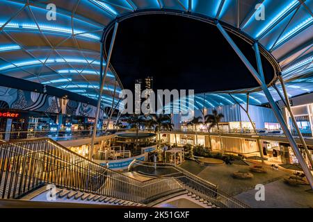 Gold Coast, Australia - Pacific Fair shopping centre illuminated at night Stock Photo