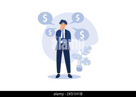 Happy successful businessman with lots of money flat vector ...