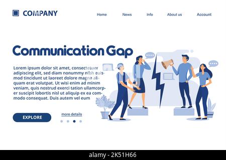 Communication gap illustration Suitable for web landing page, ui, mobile app, banner template. Vector Illustration Stock Vector