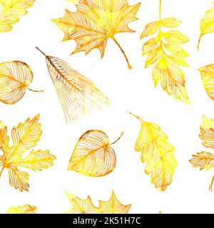 Autumn leaves background. Seamless pattern. Vector illustration. Fall foliage background Stock Vector