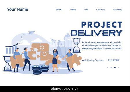 Project delivery illustration Suitable for web landing page, ui, mobile app, banner template. Vector Illustration Stock Vector