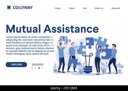 Mutual assistance illustration Suitable for web landing page, ui, mobile app, banner template. Vector Illustration Stock Vector