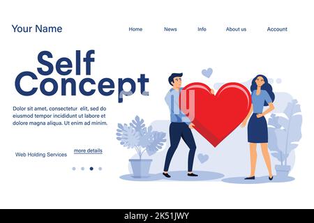 Self concept illustration exclusive design landing page Stock Vector