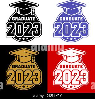 Lettering Class of 2023 for greeting card, invitation card. Text for graduation design, congratulation event, T-shirt, party, high school or college g Stock Vector