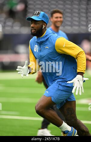 Los Angeles Chargers wide receiver Mike Williams (81) before the NFL Football Game between the Los Angeles Chargers and the Houston Texans on Sunday, Stock Photo