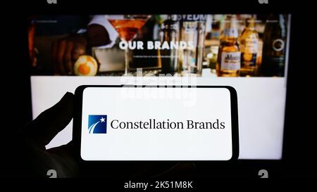 In this photo illustration The Estée Lauder Companies logo seen displayed  on a smartphone with a flag of Russia in the background Stock Photo - Alamy