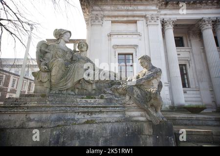 A statue outside the Glamorgan Building, Cardiff University, Wales in the UK Stock Photo