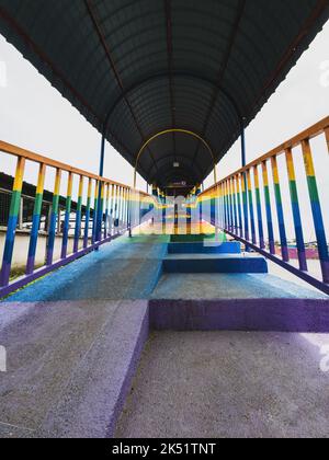 Interior of the Rainbow bridge in Kuala Perlis. Selective focus. Low ...