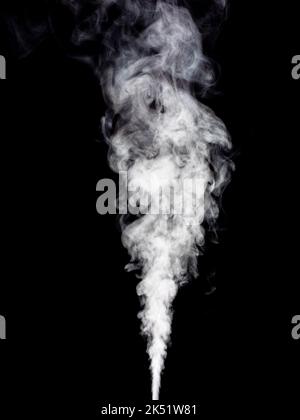 Wisp Smoke Rising Fluffy wisp of white smoke rises on black background Stock Photo - Alamy