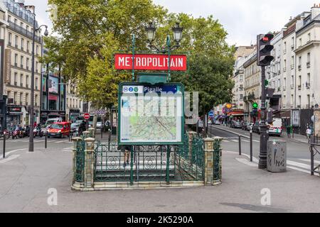 Entrance to Pigalle Metropolitain (Metro) Paris, France, Europe. Stock Photo