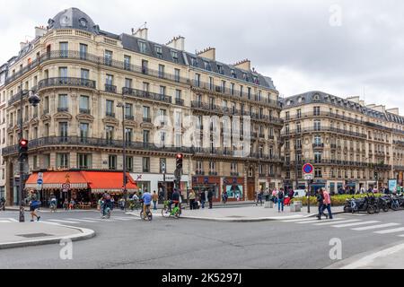 Rue Saint-Lazare in the 9th arrondissement of Paris, France, Europe Stock Photo