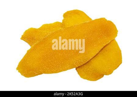 Mango isolate. Pieces of dried mango on a white background close-up Stock Photo
