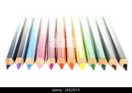 coloured pencils isolated on white background Stock Photo