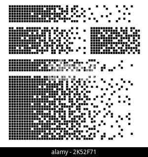 Dissolved filled square dotted vector icon with disintegration effect. Vector rectangle elements are grouped. Isolated on white background. Stock Vector