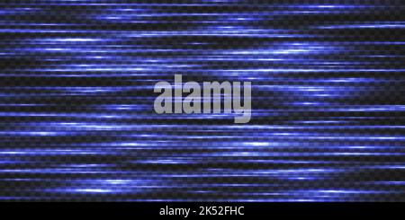 Motion light effect for banners. Blue lines. The effect of speed on a blue background. Red lines of light, speed and movement. Vector lens flare. Stock Vector