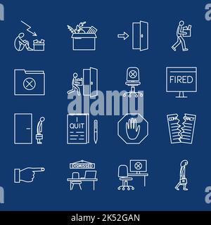 Resignation letter icon set in flat and line style. Document with I ...