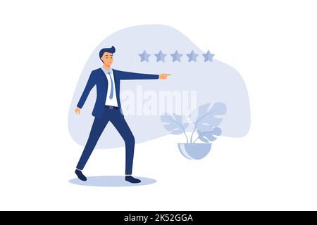 Customer feedback 5 stars rating, best quality, excellence high performance evaluation, positive ranking or business reputation and satisfaction conce Stock Vector
