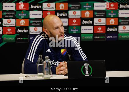 Djurgardens' Magnus Eriksson pictured during a press conference of Swedish team Djurgardens IF, Wednesday 05 October 2022 in Gent, in preparation of tomorrow's game against Belgian soccer team KAA Gent on day three of the Uefa Europa Conference League group stage. BELGA PHOTO KURT DESPLENTER Stock Photo