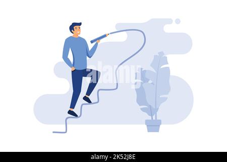 Business development successful, strategy to reach business target or career path achievement concept, smart businessman use huge pencil to draw risin Stock Vector