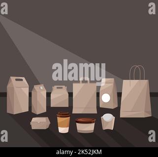 ten eco packaging mockup set icons Stock Vector