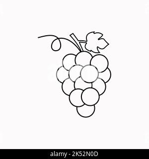 Outline, simple vector grapes icon isolated on white background. Stock Vector