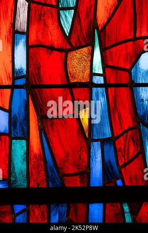 France, Savoie (73), Chartreuse massif, regional natural park, the village of Corbel, interior of the church and its stained glass windows of Arcabas Stock Photo