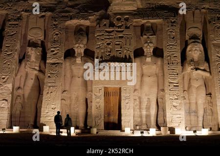 Egypt, Upper Egypt, Nubia, Abu Simbel, site listed as World Heritage by UNESCO, Nefertari Temple dedicated to Hathor Goddess Stock Photo