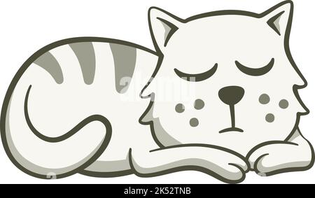 Cute illustration of a cat that is lying on the ground. Vector illustration on white background. Stock Vector