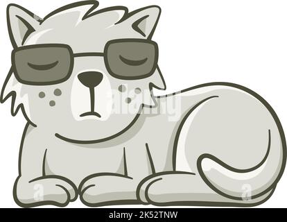 Cute illustration of a cat that is lying on the ground. Vector illustration on white background. Stock Vector