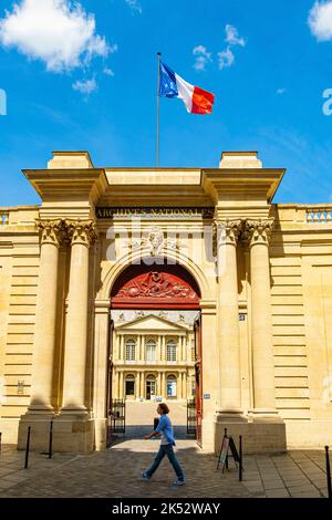 France, Paris, Marais district, Hotel de Clisson, facade of the National Archives Stock Photo