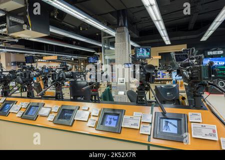 Beautiful shop interior BH Photo Video c view of the shelves with photo and video cameras. USA, New York. Stock Photo