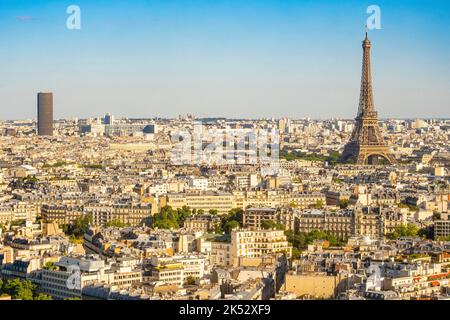 France, Paris, general view with the Eiffel Tower and the Montparnasse Tower Stock Photo