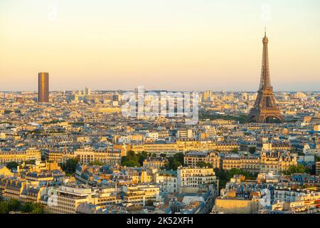 France, Paris, general view, my Montparnasse Tower and the Eiffel Tower Stock Photo