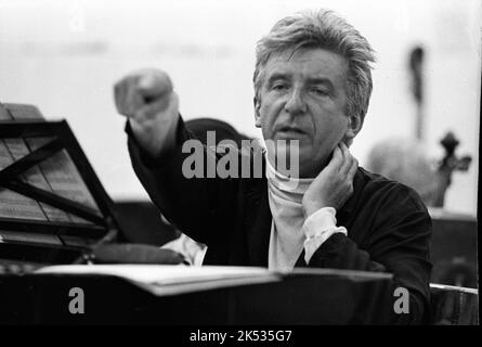 Peter Maag, Swiss orchestra conductor, rehearsing at the Teatro Colon ...