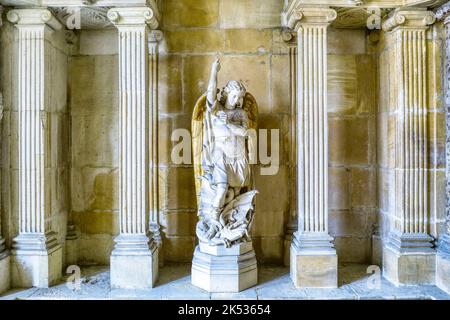 France, Meurthe-et-Moselle, Toul, interior of the Saint-Etienne de Toul cathedral, statue of Saint Michael the Archangel in the Jean Forget chapel (ae Stock Photo