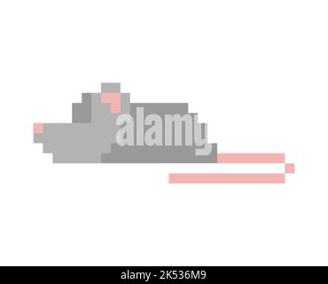 Mouse Pixel art isolated. 8 bit rat. Vector illustration Stock Vector