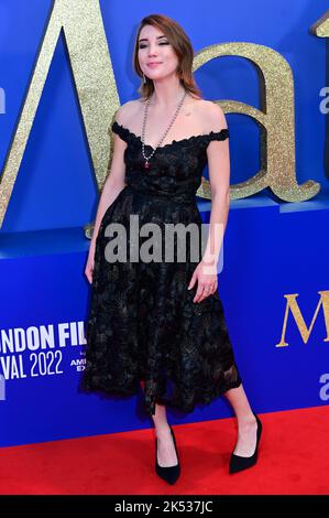 London, UK , 05/10/2022, Gaia Wise Arrive at the Cast and filmmakers attend the BFI London Film Festival press conference for Roald Dahl’s Matilda The Musical, released by Sony Pictures in cinemas across the UK & Ireland on November 25th -  5th October 2022, London, UK. Stock Photo