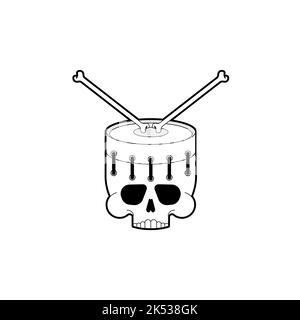 Skull drum from bones. Skeleton trommel. Vector illustration Stock Vector