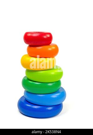 Ring stack tower isolated against white background Stock Photo